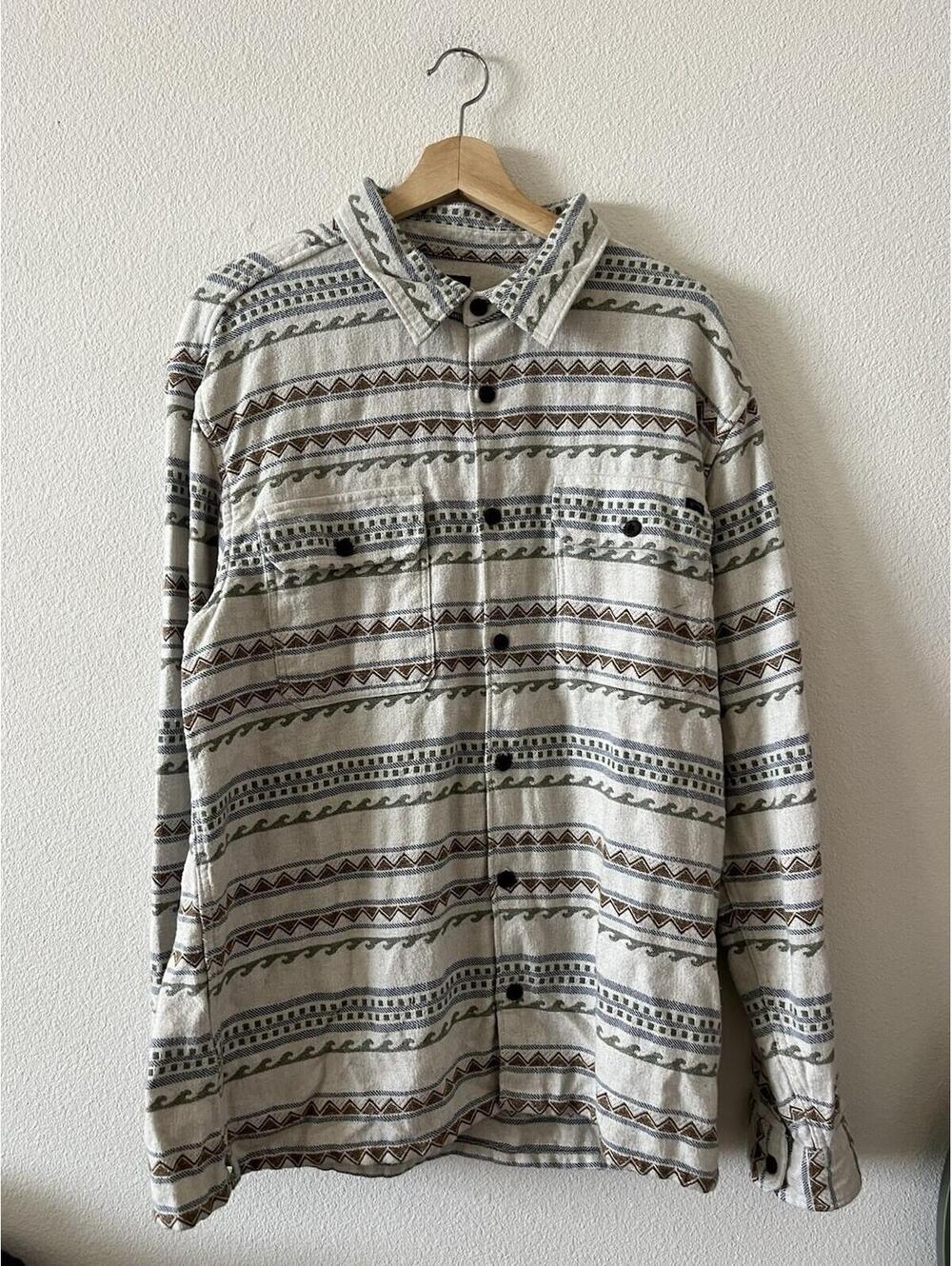Billabong Vintage Aztec Wave Print Flannel Shirt XL⁠